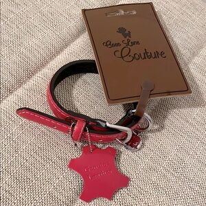 Hot Pink Leather Dog Collar by Coco Love Couture